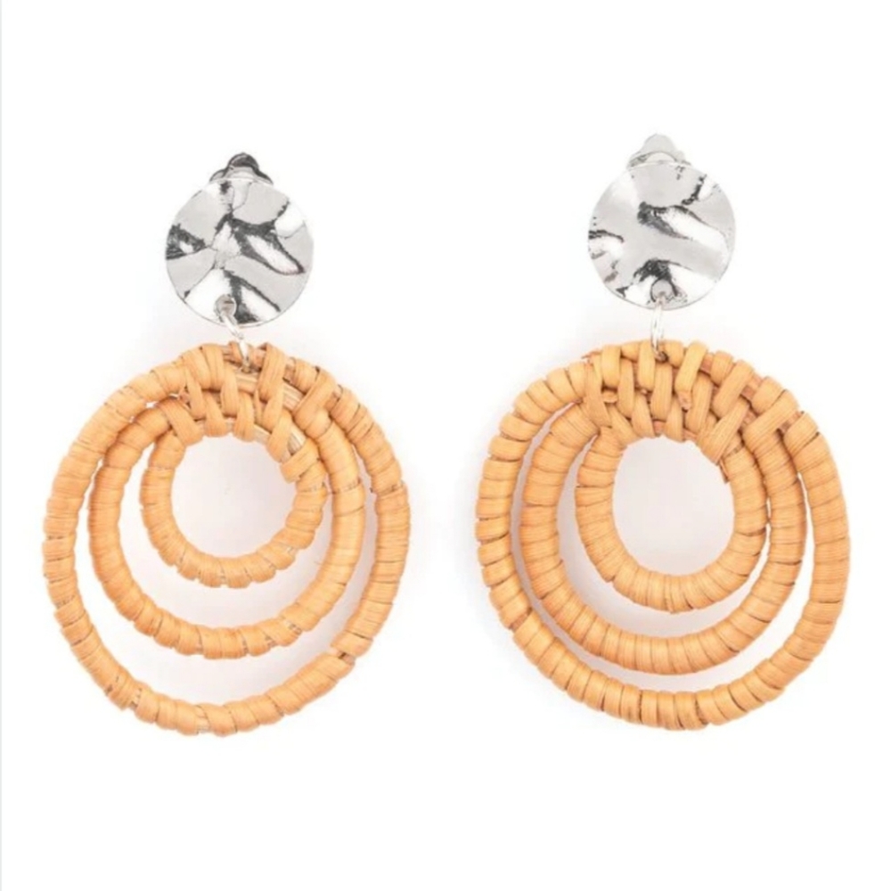 Paparazzi Brown Wicker Clip Earrings